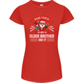 Santa My Older Brother Funny Christmas Xmas Womens Petite Cut T-Shirt Red