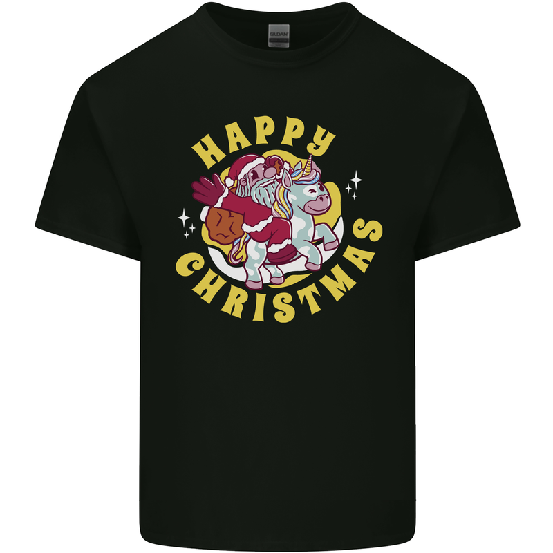 Santa On a Unicorn Funny Christmas Xmas Kids T-Shirt Childrens Black