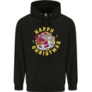 Santa On a Unicorn Funny Christmas Xmas Mens 80% Cotton Hoodie Black