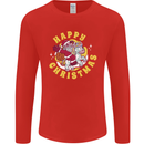 Santa On a Unicorn Funny Christmas Xmas Mens Long Sleeve T-Shirt Red