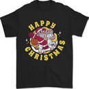Santa On a Unicorn Funny Christmas Xmas Mens T-Shirt 100% Cotton Black