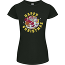 Santa On a Unicorn Funny Christmas Xmas Womens Petite Cut T-Shirt Black