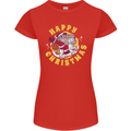 Santa On a Unicorn Funny Christmas Xmas Womens Petite Cut T-Shirt Red