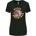Santa On a Unicorn Funny Christmas Xmas Womens Wider Cut T-Shirt Black