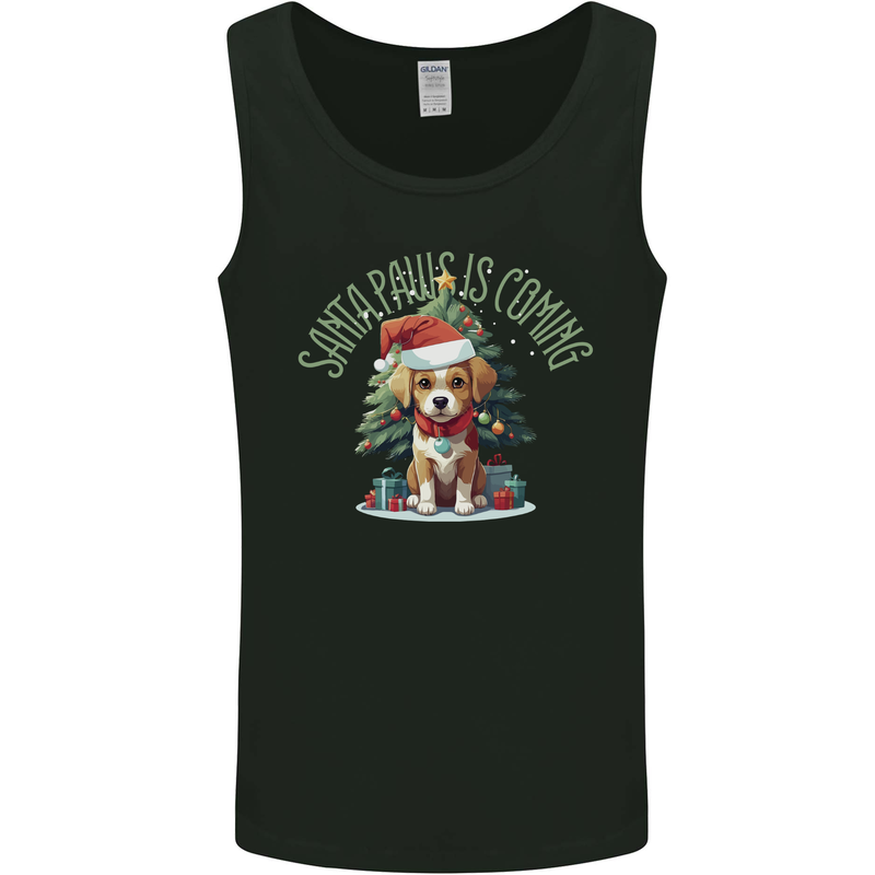 Santa Paws Is Coming Christmas Funny Dog Mens Vest Tank Top Black