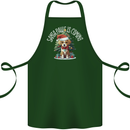 Santa Paws Is Coming Funny Christmas Dog Cotton Apron 100% Organic Forest Green
