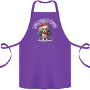 Santa Paws Is Coming Funny Christmas Dog Cotton Apron 100% Organic Purple