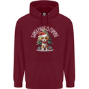 Santa Paws Is Coming Funny Christmas Dog Mens 80% Cotton Hoodie Maroon