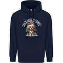 Santa Paws Is Coming Funny Christmas Dog Mens 80% Cotton Hoodie Navy Blue