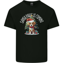 Santa Paws Is Coming Funny Christmas Dog Mens Cotton T-Shirt Tee Top Black