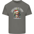 Santa Paws Is Coming Funny Christmas Dog Mens Cotton T-Shirt Tee Top Charcoal