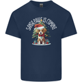 Santa Paws Is Coming Funny Christmas Dog Mens Cotton T-Shirt Tee Top Navy Blue