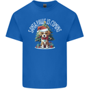 Santa Paws Is Coming Funny Christmas Dog Mens Cotton T-Shirt Tee Top Royal Blue