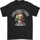 Santa Paws Is Coming Funny Christmas Dog Mens T-Shirt 100% Cotton Black