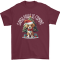 Santa Paws Is Coming Funny Christmas Dog Mens T-Shirt 100% Cotton Maroon