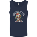 Santa Paws Is Coming Funny Christmas Dog Mens Vest Tank Top Navy Blue