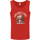 Santa Paws Is Coming Funny Christmas Dog Mens Vest Tank Top Red