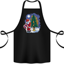 Santa Peeing on a Christmas Tree Xmas Funny Cotton Apron 100% Organic Black