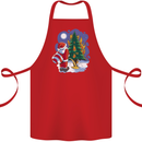 Santa Peeing on a Christmas Tree Xmas Funny Cotton Apron 100% Organic Red
