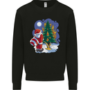 Santa Peeing on a Christmas Tree Xmas Funny Kids Sweatshirt Jumper Black