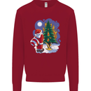 Santa Peeing on a Christmas Tree Xmas Funny Kids Sweatshirt Jumper Red