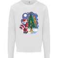 Santa Peeing on a Christmas Tree Xmas Funny Kids Sweatshirt Jumper White