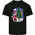 Santa Peeing on a Christmas Tree Xmas Funny Kids T-Shirt Childrens Black