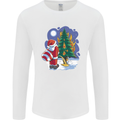 Santa Peeing on a Christmas Tree Xmas Funny Mens Long Sleeve T-Shirt White