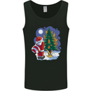 Santa Peeing on a Christmas Tree Xmas Funny Mens Vest Tank Top Black