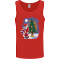 Santa Peeing on a Christmas Tree Xmas Funny Mens Vest Tank Top Red