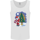 Santa Peeing on a Christmas Tree Xmas Funny Mens Vest Tank Top White