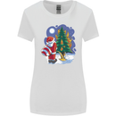 Santa Peeing on a Christmas Tree Xmas Funny Womens Wider Cut T-Shirt White