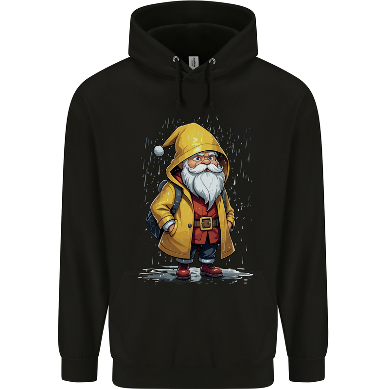 Santa Raincoat Christmas Rainy Season Santa Childrens Kids Hoodie Black