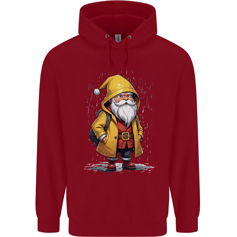 Santa Raincoat Christmas Rainy Season Santa Childrens Kids Hoodie Red