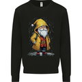 Santa Raincoat Christmas Rainy Season Santa Kids Sweatshirt Jumper Black