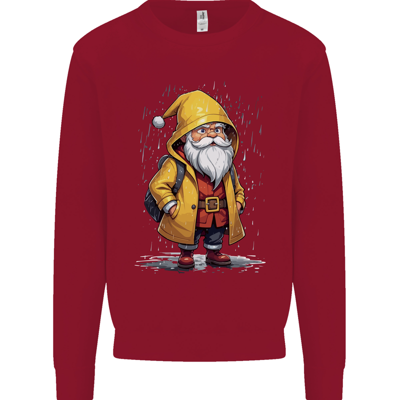 Santa Raincoat Christmas Rainy Season Santa Kids Sweatshirt Jumper Red