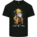 Santa Raincoat Christmas Rainy Season Santa Mens Cotton T-Shirt Tee Top Black