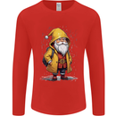 Santa Raincoat Christmas Rainy Season Santa Mens Long Sleeve T-Shirt Red