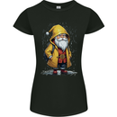 Santa Raincoat Christmas Rainy Season Santa Womens Petite Cut T-Shirt Black
