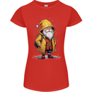 Santa Raincoat Christmas Rainy Season Santa Womens Petite Cut T-Shirt Red
