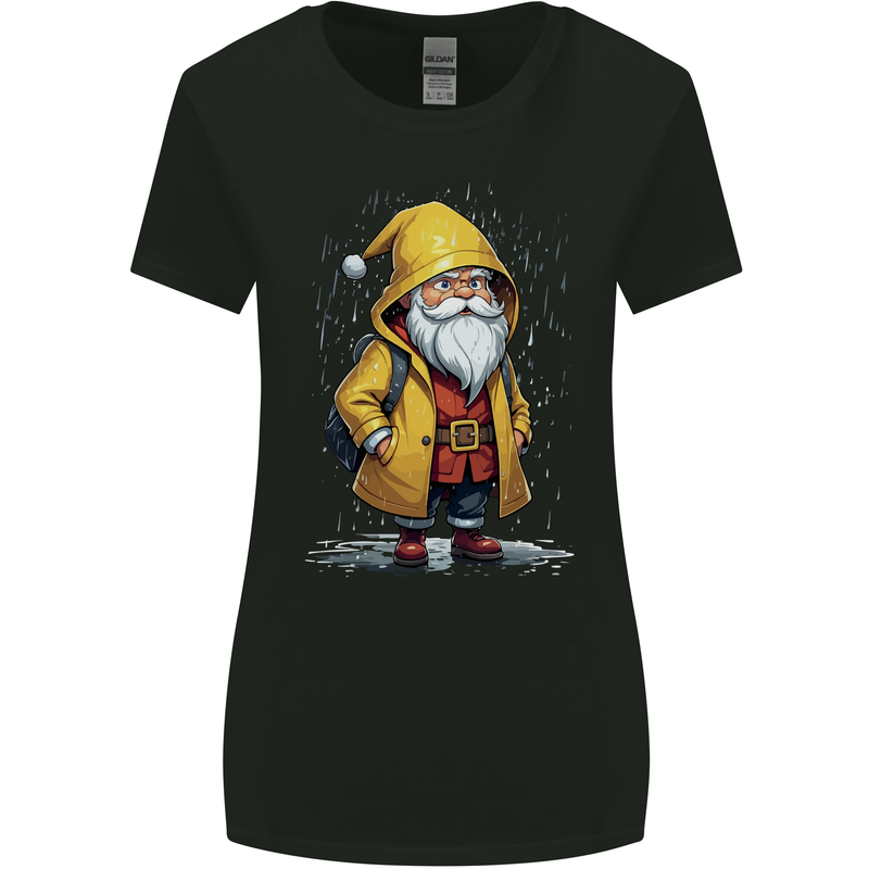 Santa Raincoat Christmas Rainy Season Santa Womens Wider Cut T-Shirt Black