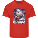 Santa Rocks Christmas Guitar Music Heavy Metal Kids T-Shirt Childrens Red