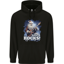 Santa Rocks Christmas Guitar Music Heavy Metal Mens 80% Cotton Hoodie Black