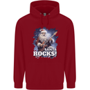 Santa Rocks Christmas Guitar Music Heavy Metal Mens 80% Cotton Hoodie Red