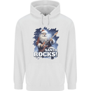 Santa Rocks Christmas Guitar Music Heavy Metal Mens 80% Cotton Hoodie White