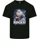Santa Rocks Christmas Guitar Music Heavy Metal Mens Cotton T-Shirt Tee Top Black
