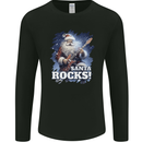 Santa Rocks Christmas Guitar Music Heavy Metal Mens Long Sleeve T-Shirt Black