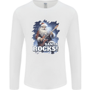 Santa Rocks Christmas Guitar Music Heavy Metal Mens Long Sleeve T-Shirt White