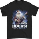 Santa Rocks Christmas Guitar Music Heavy Metal Mens T-Shirt 100% Cotton Black