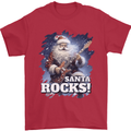 Santa Rocks Christmas Guitar Music Heavy Metal Mens T-Shirt 100% Cotton Red